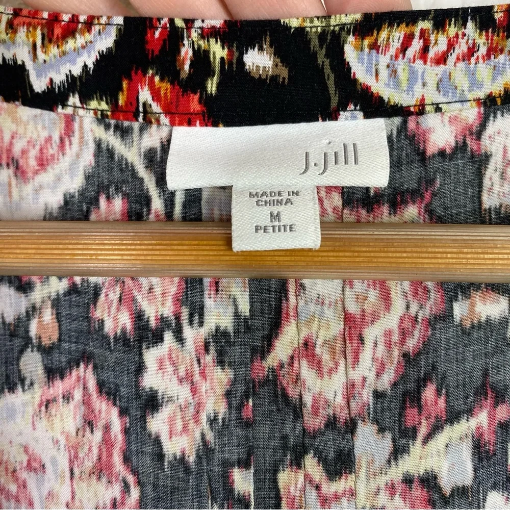 J. Jill Black & Multi Color Floral Print Pleated Sleeveless Dress